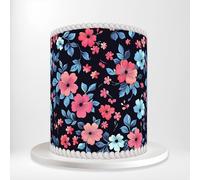 Pink Blue Floral Dark Leaves Botanical Wrap Around Print A4 Edible Paper Icing Sheet Cake Topper Side Ribbon Border Decor for Personalised Themed Decorations