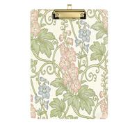 Pink Blue Floral William Morris Pattern 1 clipboard Transparent for Classroom Supplies for Teachers Elementary Size 9 x 12.5 Tabla para escribir