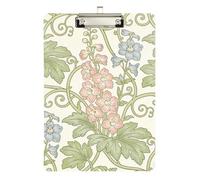 Pink Blue Floral William Morris Pattern Form clipboard Acrylic Cute for Nurses Home Contractor Size 9 x 12 Silver
