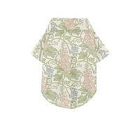 Pink Blue Floral William Morris Pattern Summer Dog Shirt Button Up Lightweight and Breathable Pet Shirts Doggy Sweatshirt Puppy Kitten Perfect for Everyday Wear, and Photoshoots 5XL