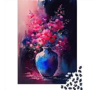 Pink Blue Florals Puzzles for Adults 1000 Piece Puzzle for Teenager Age 12 Years Up Christmas Eve Gifts 1000pcs (38x26cm)