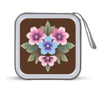 Pink Blue Flower Traditional Japanese Art CD Case DVD Storage Case Portable