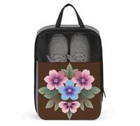 Pink Blue Flower Traditional Japanese Art Shoe Bag for Travel Daily Use Anti-dust Storage Carrier Golf Shoe Pouch
