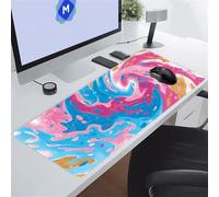 Pink Blue Fluids Large Gaming Mouse Pad, XXL Extended Gamer Mouse Mat with Stitched Edges, 23.6x15.7x0.12 inch Non-Slip Rubber Base Gaming Desk Mat, Big Long Mousepad for Work, Game, Office, Home