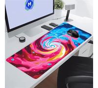 Pink Blue Fluids Large Gaming Mouse Pad, XXL Extended Gamer Mouse Mat with Stitched Edges, 27.5x15.7x0.12 inch Non-Slip Rubber Base Gaming Desk Mat, Big Long Mousepad for Work, Game, Office, Home