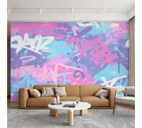 Pink Blue Graffiti Wallpaper-300x210 cm (W x H), Home Decor