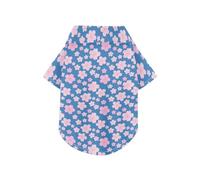 Pink Blue Japanese Cherry Blossom Summer Dog Shirt Button Up Breathable Cool Pet Outfits Apparel Tops Puppy Clothes Perfect for Everyday Wear, and Photoshoots 2XL