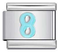 Pink Blue Letter Number 16th 18th 1 2 3 4 5 6 7 8 9 0 16 18 21 Year Birthday Birth Date Month Anniversary Silver Gold 9mm Italian Link Charm Compatible With Nomination Bracelet (8-Blue)