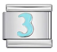 Pink Blue Letter Number 16th 18th 1 2 3 4 5 6 7 8 9 0 16 18 21 Year Birthday Birth Date Month Anniversary Silver Gold 9mm Italian Link Charm Compatible With Nomination Bracelet (3-Blue)