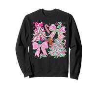 Pink Blue Merry Christmas Floral Brushstroke Candy Cane Xmas Sweatshirt