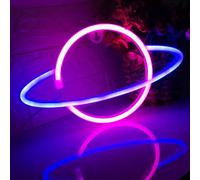 Pink+Blue Planet neon sign Easy to use Bedroom Living room Nightlight USB/battery dual purpose LED sign Birthday Wedding Party Christmas decoration Wall decoration