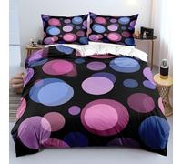 Pink Blue Polka Dots Duvet Cover Super King,Modern Simple Geometric Circle Patterned Quilt Cover with Zipper Tie Straps,Modern Farmhouse Black Bedding Set Soft Cosy Super King
