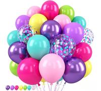 Pink Blue Purple Balloon,50 Pcs 12 Inches Hot Pink Metallic Purple Teal Yellow Green Balloons Confetti Balloons for Kids Magic Theme Birthday Decoration Baby Shower Engagement Party Decor