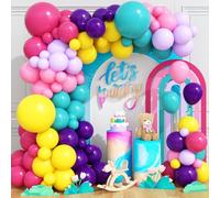 Pink Blue Purple Balloons Arch Kit, 108 Pcs Rainbow Magic Balloons Garland with Hot Pink Teal Balloon Purple Blue Yellow Latex Balloons for Kids Theme Baby Shower Birthday Wedding Party Decoration
