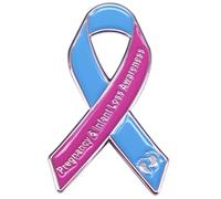 Pink & Blue Ribbon Shaped Enamel Pin Pregnancy Intant Loss Awareness Ribbon Brooch Lapel Pin Metal Badge for Birth Defects Awareness, SIDS Awareness, Male Breast Cancer, Fundraising & Gift Giving