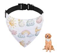 Pink Blue Stars Rainbow Clouds Dog Bandana with Adjustable Strap D Ring Dog Neckerchief Pet Bibs Triangle Pet Triangle Neckerchief Clothing& Accessories for Dogs Puppy Dogs Cats Decor Machine Washable