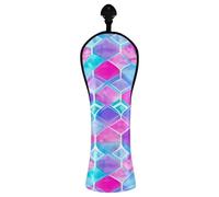 Pink Blue Turquoise Golf Head Covers for Men Women PU Leather Golf Club Headcover with Interchangeable Tags for Driver Wood Hybrid