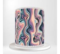 Pink Blue Violet Abstract Marble Texture Swirls Beautiful Modern Wrap Around Print A4 Edible Paper Icing Sheet Cake Topper Side Ribbon Border Decor for Personalised Themed Decorations