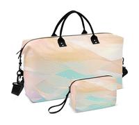 Pink Blue Water Ripple Travel Tote Bag Weekend Bag Sport Training Bag with Adjustable Strap for Hiking 2 Pcs Set maletín de para Mujer