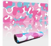 Pink Blue White Bubble XXL Mouse Pad,Thicken Waterproof Large Cool Gaming Mousepad with Stitched Edge,Anime Cool Geometric Spotted Dog Mousepad Non-Slip Base Mouse Keyboard Mat 31.5X15.7X0.16inch