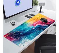 Pink Blue Yellow Large Gaming Mouse Pad, XXL Extended Gamer Mouse Mat with Stitched Edges, 59x31.5x0.12 inch Non-Slip Rubber Base Gaming Desk Mat, Big Long Mousepad for Work, Game, Office, Home