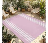 Pink Blush Striped Outdoor Rug 6x9ft Washable Patio Runner Mat for RV Camping Geometric Minimalist Carpet for Picnic Deck Porch Balcony Beach & Indoor Use