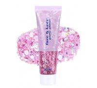 Pink Body Glitter Gel, Holographic Mermaid Sequins, 50g Squeeze Makeup Tube | Smooth gel spreads easily for festive makeup, dance events, costume styling and decorative face hair and modern nail designs
