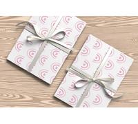 Pink Boho Rainbow Hearts Print Pattern Wrapping Paper Sheet - Cute Heart Print Gift Wrap for Baby Shower, Newborn, Birthday or Nursery - W20 (Large - 58 x 85cm / 22.8" x 33.4" inches)