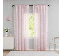 Pink Boho Vintage Lace Curtains - 96" L x 52" W, 2 Panels, Semi-Sheer, Modern Farmhouse Decor, Perfect for Living Room, Nursery, Dormitory or Teen Girl Room