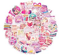 Pink Book Stickers 50PCS Waterproof Vinyl Cute Reading Decals for Book Lovers Kindle Covers DIY Journal Scrapbook Stationery Decoration Laptop Water Bottle Phone Case