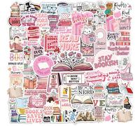 Pink Book Stickers for Kindle 100 Pcs - Bookish Reading Pack for Case, Water Bottle, Laptop, iPad - Vinyl Waterproof Ebook Reader Gifts for Students, Adults, Teens, Kids