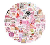 Pink Bookish Stickers for Kindle 100pcs Cute Aesthetic Reading Waterproof Decals Laptops Water Bottles Skateboards Bicycle Luggage and More Holiday Gifts Perfect Teens Kid Adults