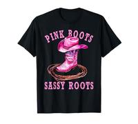 Pink Boots Sassy Roots Western Cowgirl T-Shirt