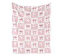 Pink Bow and Ballet Blanket for Women Girls, Soft Home Decorations for Nursery Crib, Girls, 50 x 60 Inches