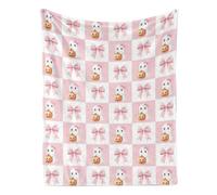 Pink Bow and Ghost Blanket, Soft Flannel Blanket Halloween Room Decor for Sofa Couch Bed, 30"x40"