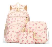 Pink Bow Backpack with lunch box, Preppy Backpack for Girls, Cute Kawaii Back pack Set (#9)
