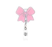 Pink Bow Badge Reel, Acrylic Retractable Nurse Badge Reel Student ID Tag Clip Cute Bow Badge Holder for ID Card Badge Alligator Clips for Nurses Medical Workers Nursing Student Teacher Accessories