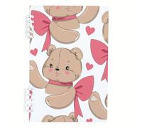 Pink Bow Bear and Hearts Notebook, Red Bow Valentine Day A5 Notebooks, Lined Paper Teacher Notebook 120Pages/60Sheets, Note Book A5 Lined for Meeting, Jotters for Dairy, Journaling Supplies Women Man