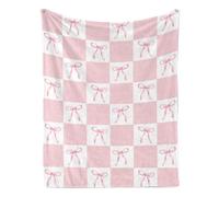 Pink Bow Blanket, Soft Flannel Blanket Cute Bow Stuff Room Decor for Sofa Couch Travel Bed, 40"x50"