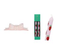 Pink Bow Ceramic Candle Holder & Strawberry 3D Dinner Candles Spring Bundle