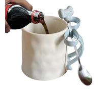 Pink Bow - Ceramic Cup with Ribbon Handle and Coffee Spoon, Cute Charming Mug | Valentine's Day Birthday Thanksgiving Day Gift, Office Colleagues Tea Hot Chocolate Drinkware Ac