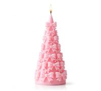 Pink Bow Christmas Tree Shaped Scented Candle, Christmas Candles