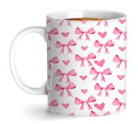 Pink Bow Coffee Mug, Funny Printed Bow Mug, Funny Ceramic Mug, Birthday Work Novelty Mugs 11oz, Gifts for Women Men