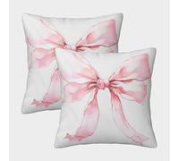 Pink Bow Decor-Watercolor Style Art Pillow Covers 2 Pack Cozy Pillowcases Available All Seasons Cushion Covers with Invisible Zipper Decorative for Sofa Living Room Bed Home 45x45cm