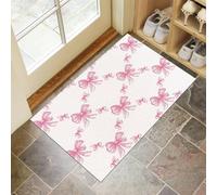 Pink Bow Door Mats 50 X 80 Cm, Simple Cutewashable Indoor Doormat Non-Slip, Dirt Trapper Front Door Mat Inside, Super Absorbent Entrance Rug For Entryway,White