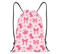 Pink Bow Drawstring Bag for Girls, Coquette Girls Swimming Bag with Multiple Bow, Large Capacity Waterproof Backpack Women for Swim, Dance, School, Travel, Sports