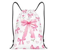 Pink Bow Drawstring Bags, Flowers Print Swimming Bag, Coquette Sports String Backpack, Large Capacity Drawstring Bag for School, Work & Travel, Preppy Stuff Gifts for Girls and Women