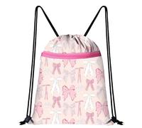 Pink Bow Drawstring Bags,Waterproof Swim Bag for Women Girls Swimming Bag,Large Capacity String Backpack Pink Gym Bag Coquette Sports Bag for School Swimming Travel Fitness Climbing Hiking Picnic