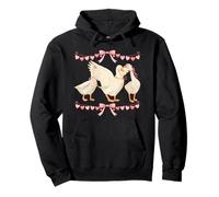 Pink Bow Goose Trio Heart Garland Watercolor Valentine Graph Pullover Hoodie