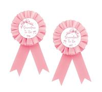 Pink Bow Grandma to Be Badge Pin, BowTie Grandpa to Be Button Pin, Pink Rosette Bowknot Baby Shower Award Ribbon Button for Grandparents, Gender Reveal/Pregnancy Announcement Party Supplies